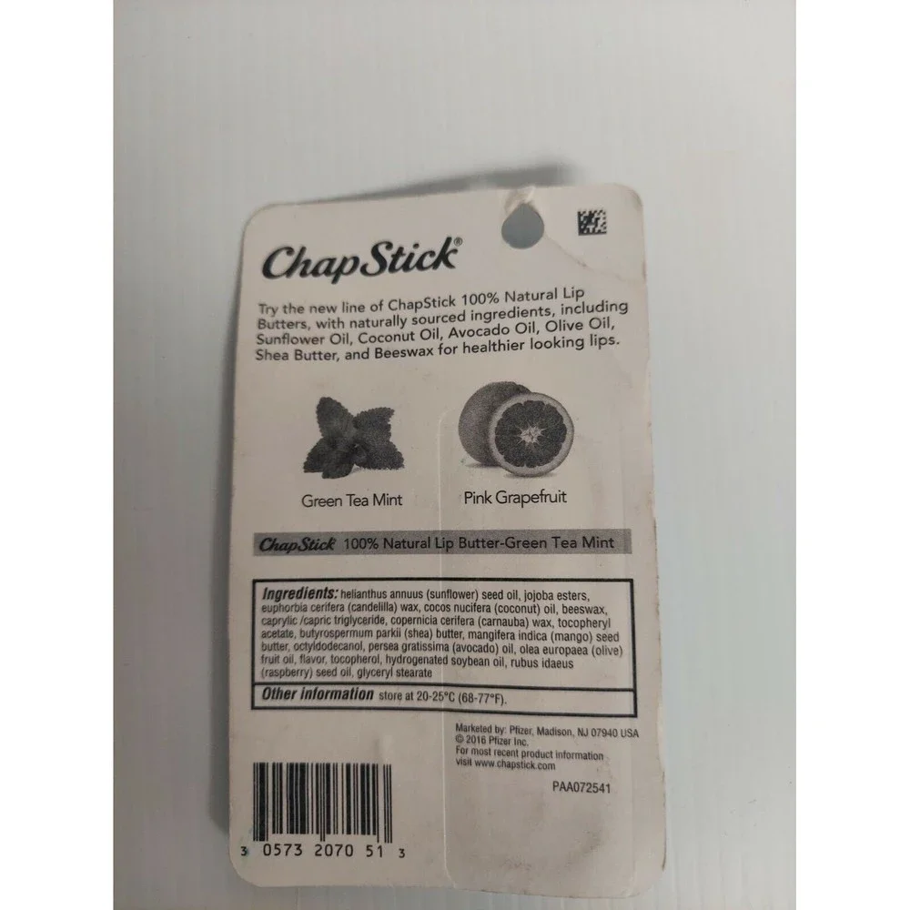 NEW Chap Stick 100% Natural Lip‎ Butter Green Tea Mint Flavored Lip 0.15 oz